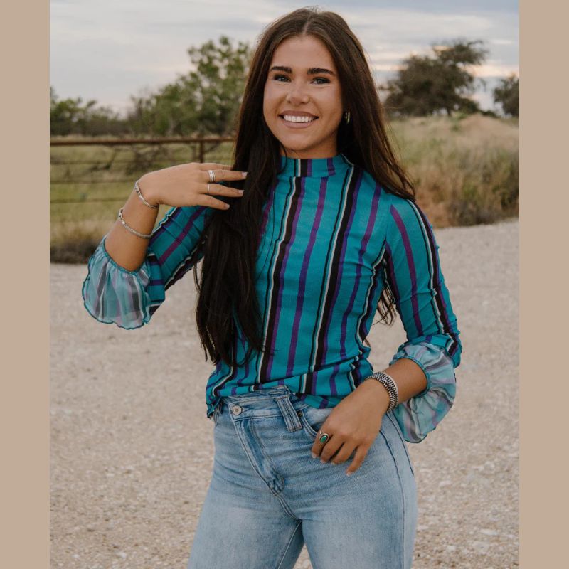 Bell Sleeve Mesh Top - Comfy Stretchy 96% Polyester 4% Spandex Top for Any Occasion Effortless Style Shirts