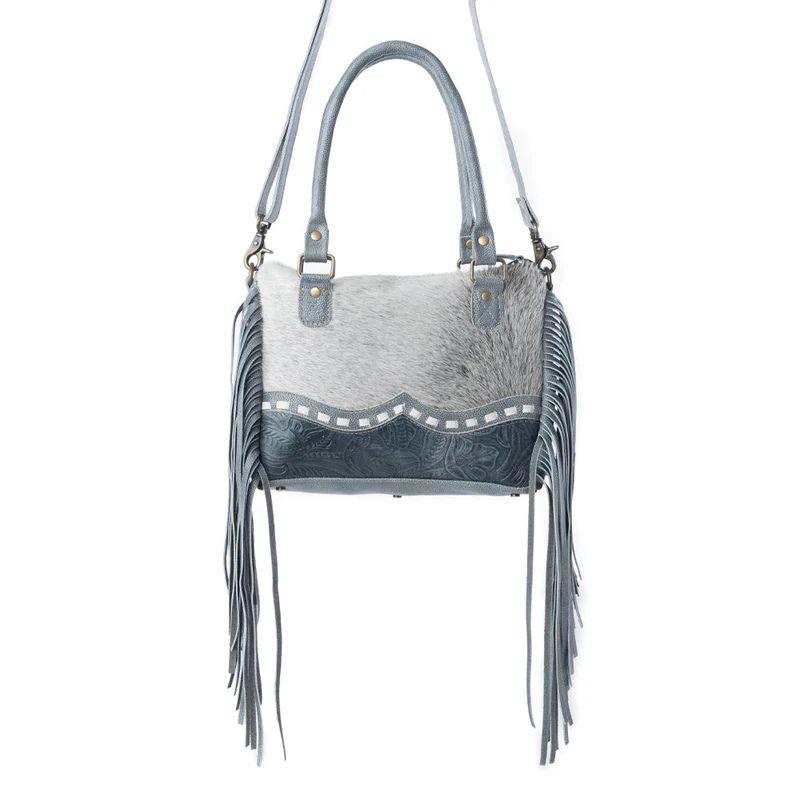 Myra Western Concealed Carry Purse Brindle Mint Genuine Leather Fringe Multifunctional CCW Bag