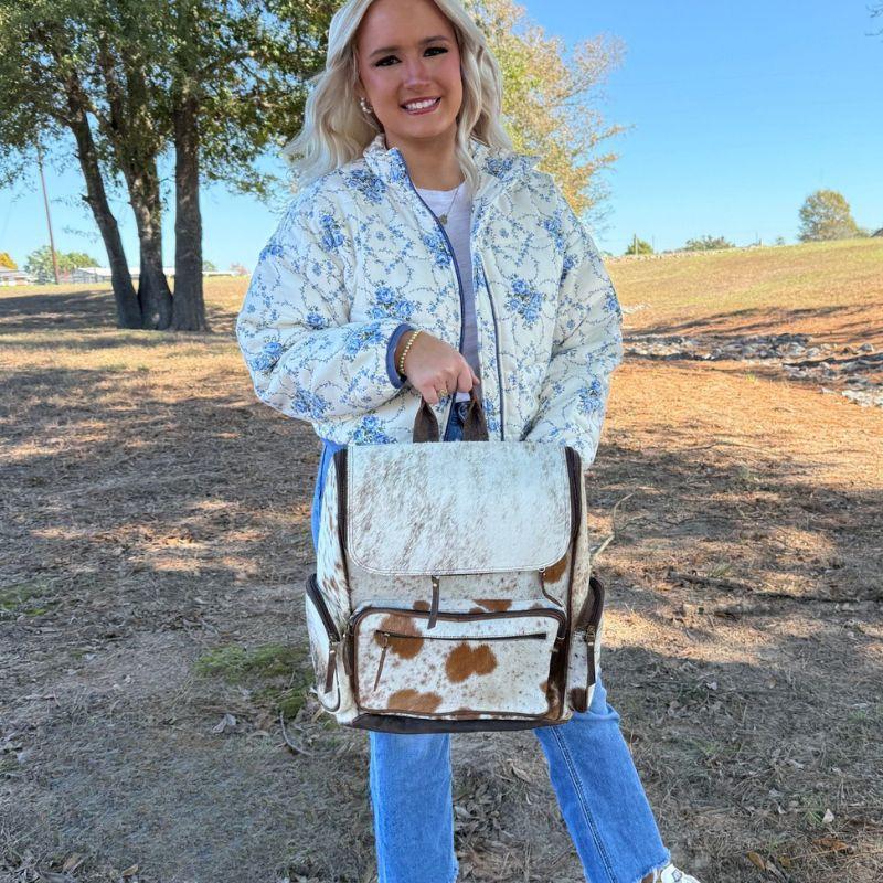 Cowhide Backpack Laptop Bag, Travel Bag