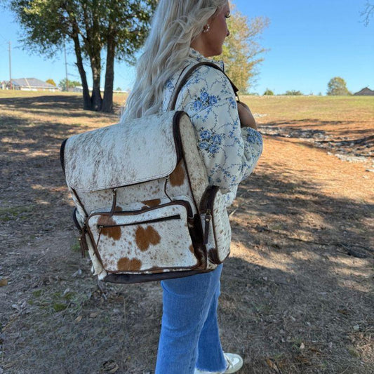 Cowhide Backpack Laptop Bag, Travel Bag