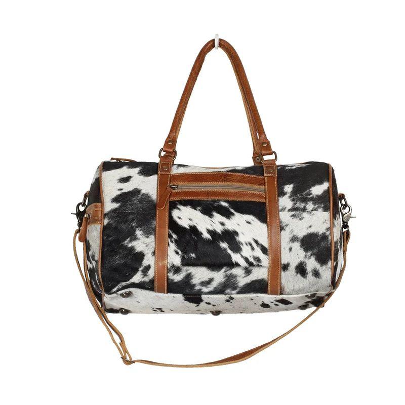 Onyx Traveller Bag - Natural Leather Weekender Bag with Detachable Adjustable Shoulder Straps & Handcrafted Durability 17x10x14 Inches